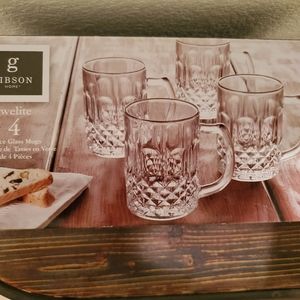 4 Gibson Jewelite Glass Mugs